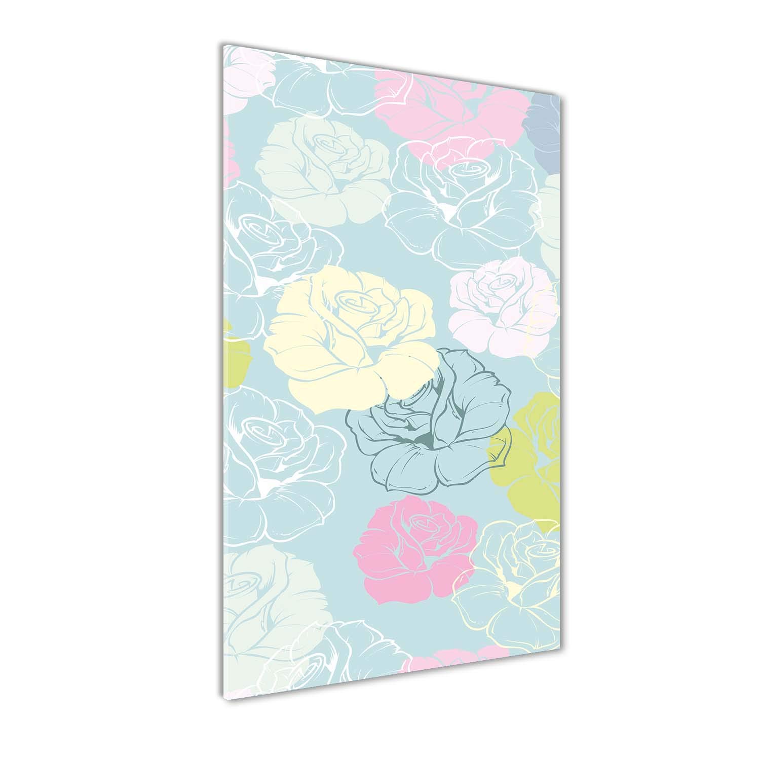 Tableau Verre Cuisine Facile à Nettoyer Image Roses Multicolores Panoramique 60x120