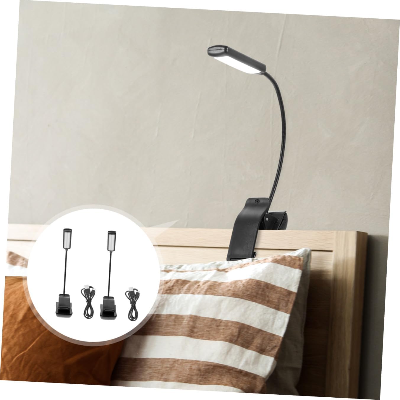 2pcs LED Reading Clip Lamps Rechargeable Adjustable Piano Music Stand Lights Eye Protection Book Light for Night Use