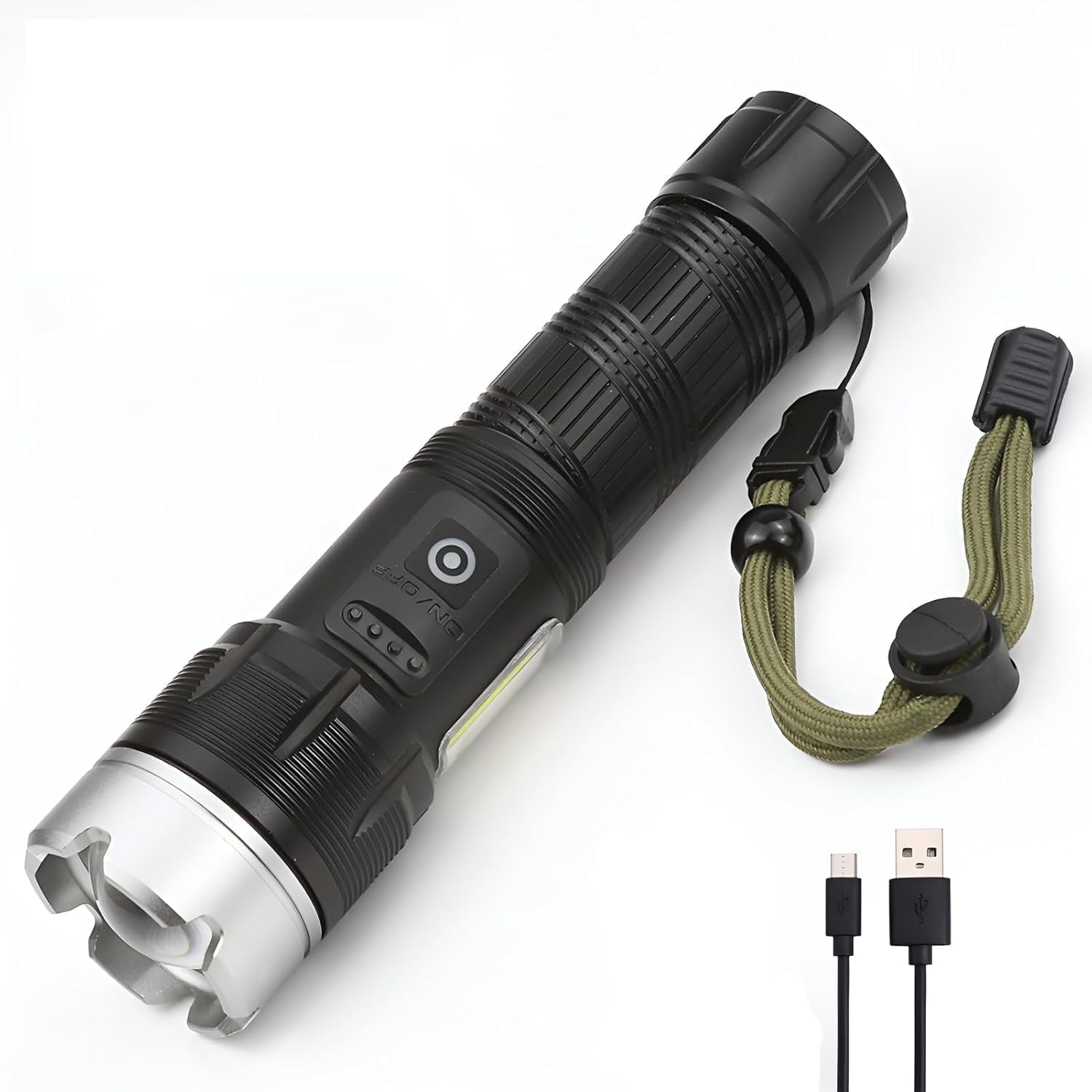 Bestsun Black Torches Led Super Bright Rechargeable, 800000 Lumens High Power Torch With Cob Side Light, Powerful Flashlight, Waterproof 7 Modes Tactical Flash Light For Camping, Emergencies