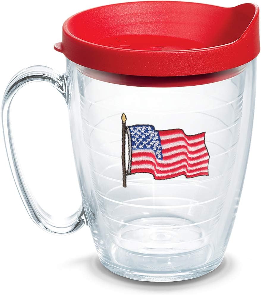 Tervis American Flag Made in USA Double Walled Insulated Tumbler Travel Cup Keeps Drinks Cold & Hot, 16oz Mug, Classic