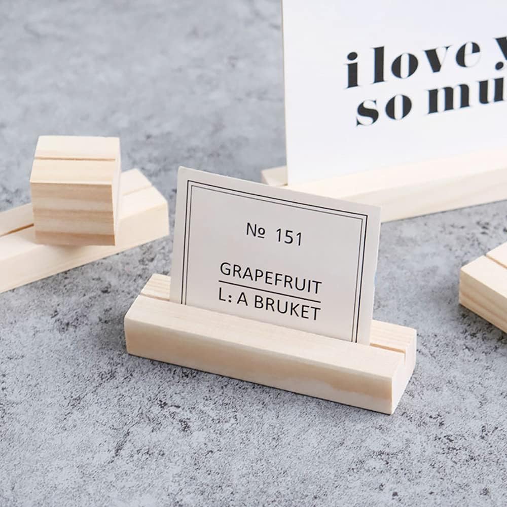 20 Pack Wood Sign Holder - Wooden Menu Stand & Photo Stand with Small Wooden Base