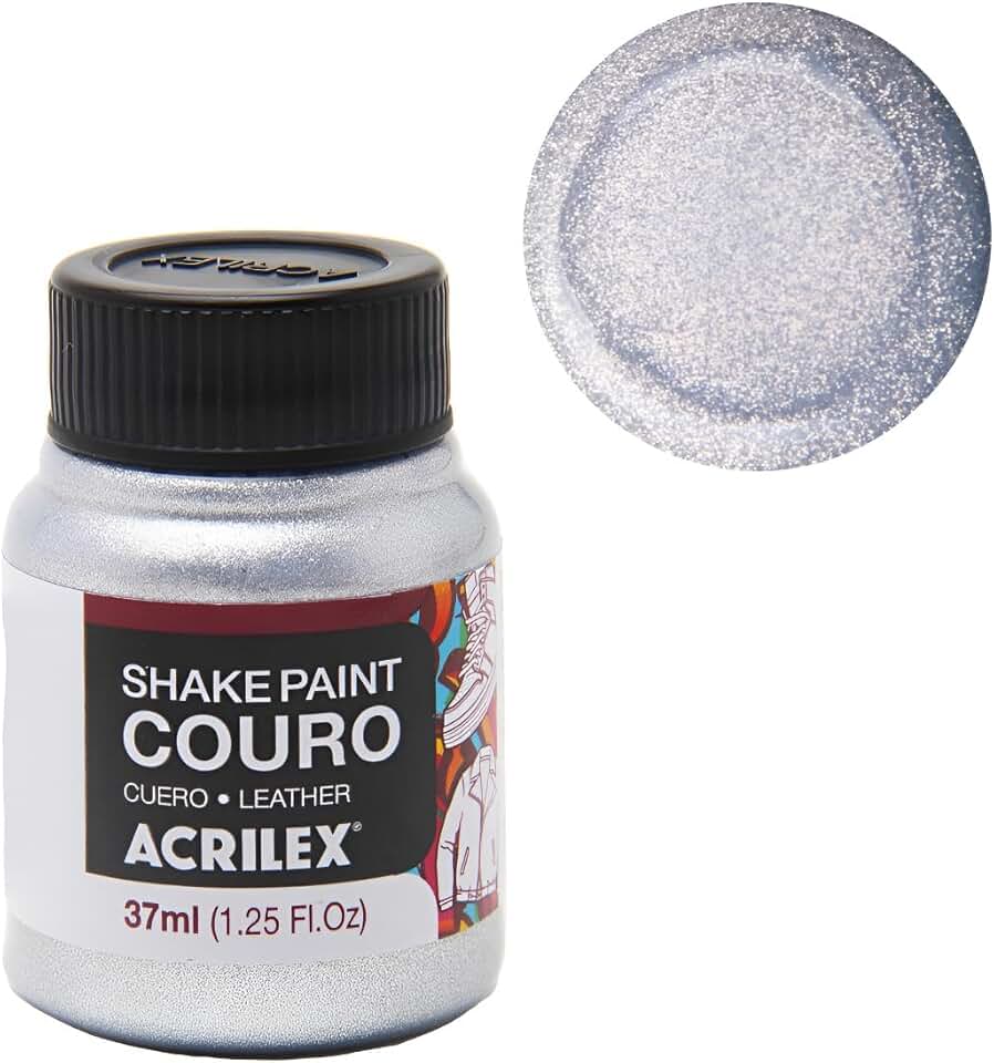 Tinta Para Couro Prata 533 Shake Paint Sapatos E Jaquetas Acrilex Tinta Proporciona Acabamento Uniforme, Durabilidade E Ótima Aderência À Superfície Tênis, Sapatos, Bolsas, Jaquetas, Botas e Acessórios em geral
