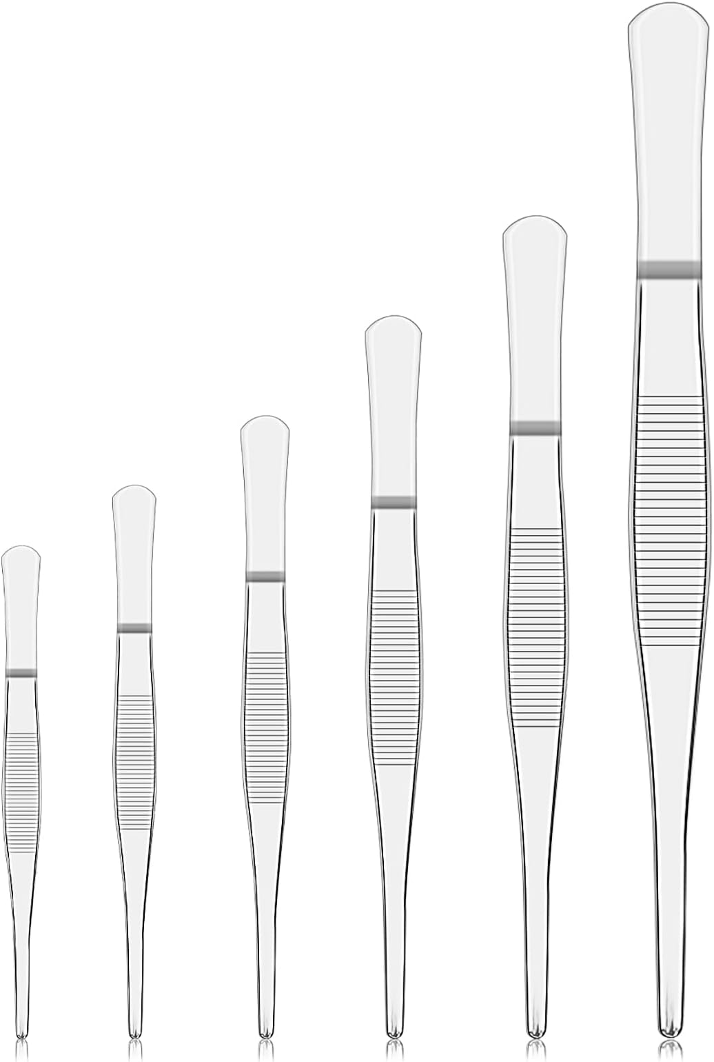 Precision Flat Tip Tweezers Set, 6 Pieces Stainless Steel Tweezers, 4.92-9.84 inch Long, Ideal for Laboratory and Precision Work