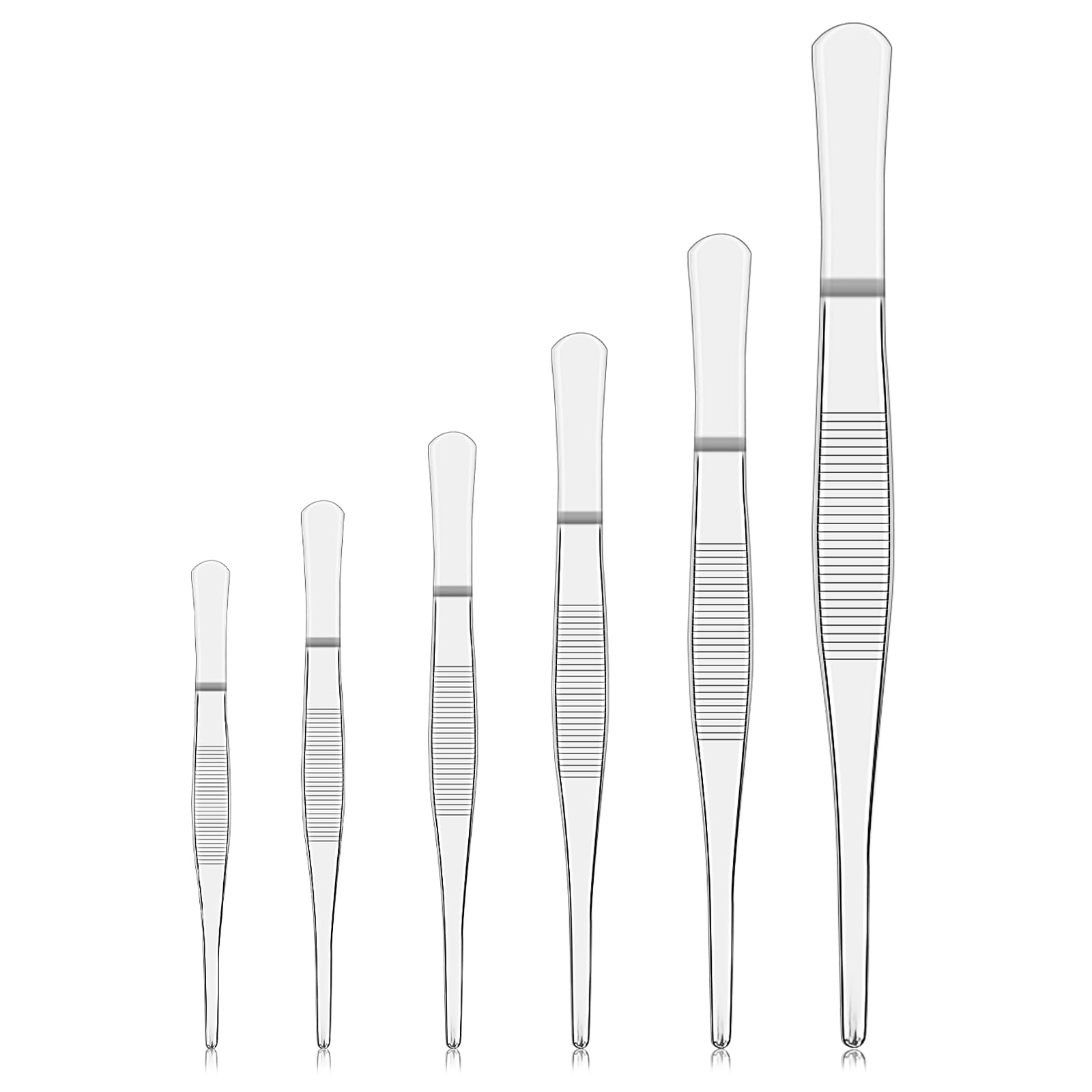stonylab Set de Pinces Précision à Pointe Plate, 6 Pièces en Acier Inoxydable, Longueur de 12,5 à 25 cm, Idéal pour Laboratoire et Travaux de Précision