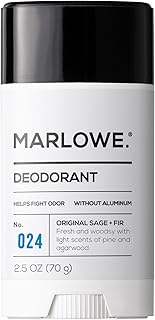 MARLOWE. No. 024 Mens Deodorant 2.5 oz, Natural Deodorant for Men, Aluminum Free Stick, Made with Coconut Oil, Shea Butter & Jojoba, Only No-Nonsense Ingredients, Sage & Fir Scent