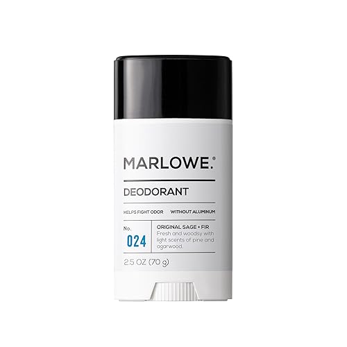 MARLOWE. No. 024 Desodorante para hombre de 2.5 onzas, desodorante natural para hombres, barra libre de aluminio, hecho con aceite de coco, manteca