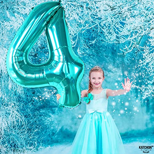 Image of KatchOn Aqua Blue Number 4 Balloon 40 Inch