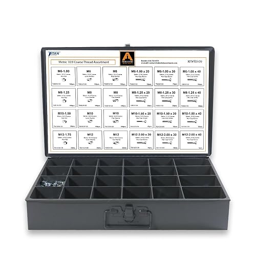 Surtido de cajones metálicos de 1275 piezas métricas de 10.9 hilos gruesos