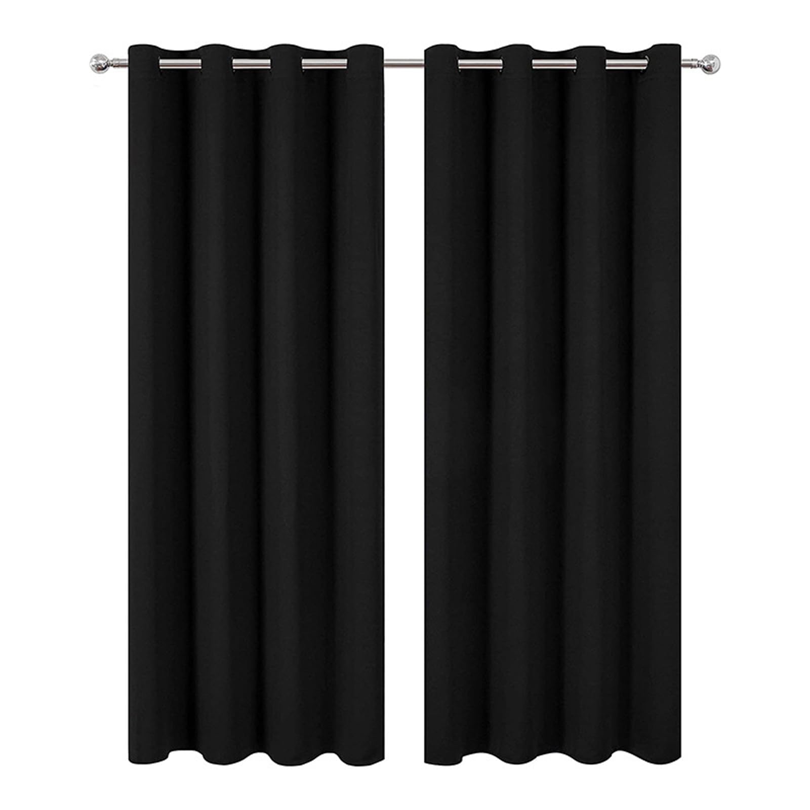 HANGEENGS Blackout Curtains For Bedroom,2 Panels Set Thermal Insulated Living Room Window Drapes Solid Eyelet Room Darkening Textured Blackout Curtains,Black,110x90 in(WxL)