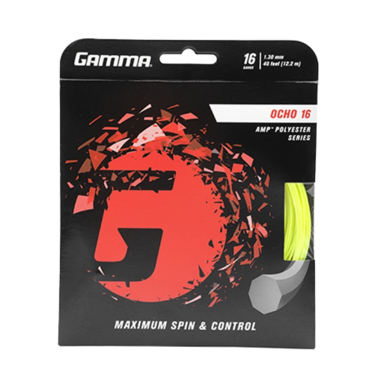 Gamma AMP OCHO 17g Silver Polyester Tennis Racquet String (4 Sets)