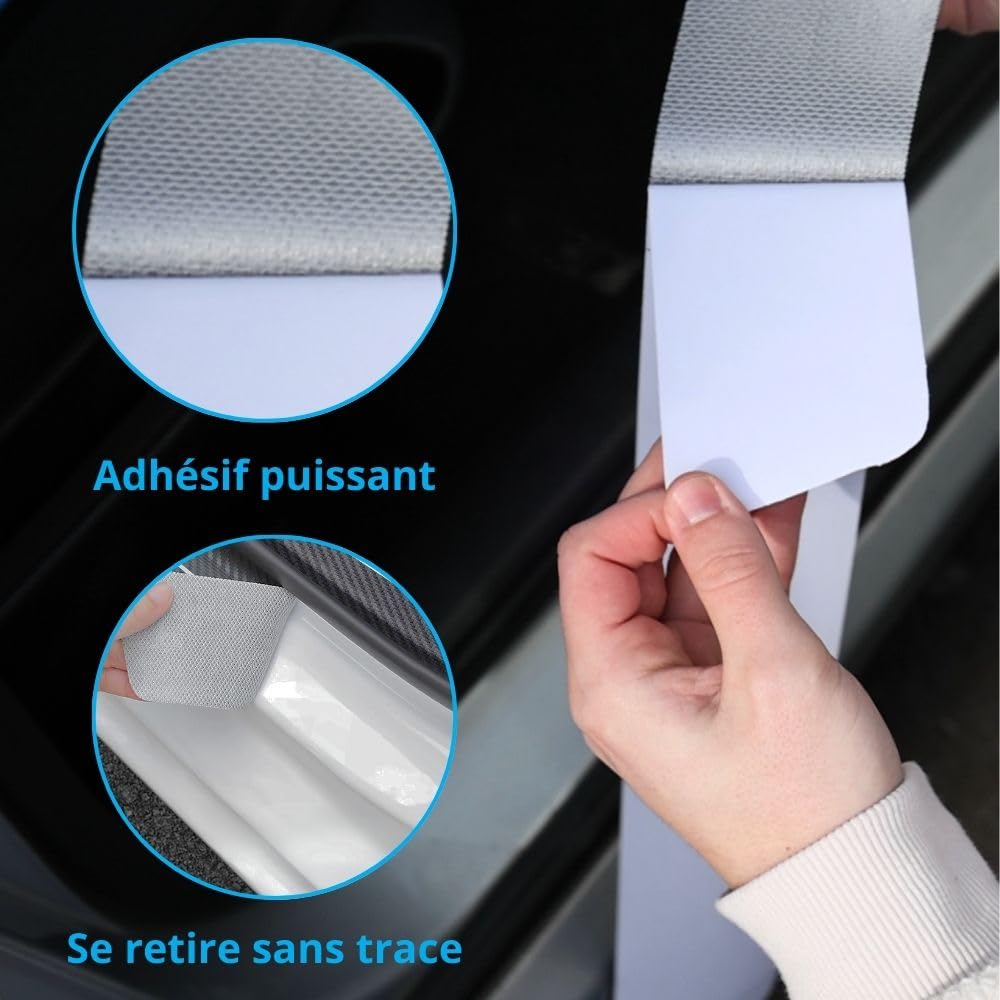 RIDGOEL 4 Pièces Protection Seuil De Porte De Voiture Pour Peugeot 308, Plaques De Protection De Seuil De Porte De Fibre De Carbone, Plinthes Pour Auto Accessoires 308