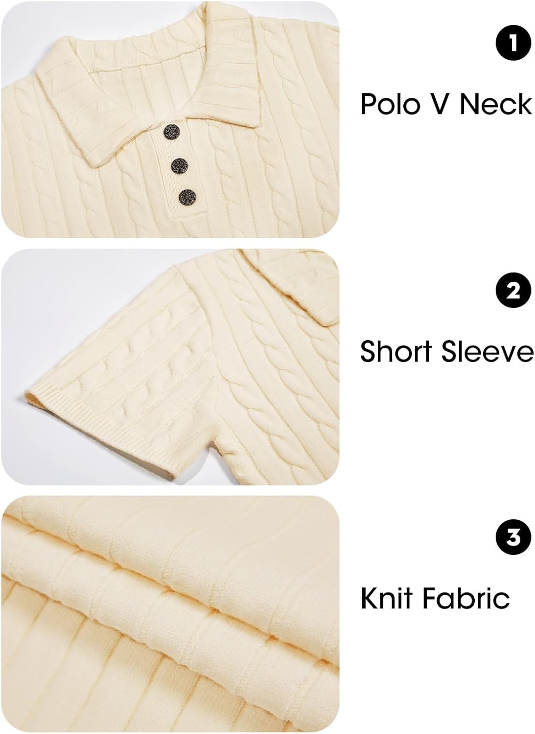 Imily Bela Womens Polo V Neck Pullovers Lightweight Short Sleeve Cable Knit Sweater Business Casual Summer Tops 2025 - Image 6