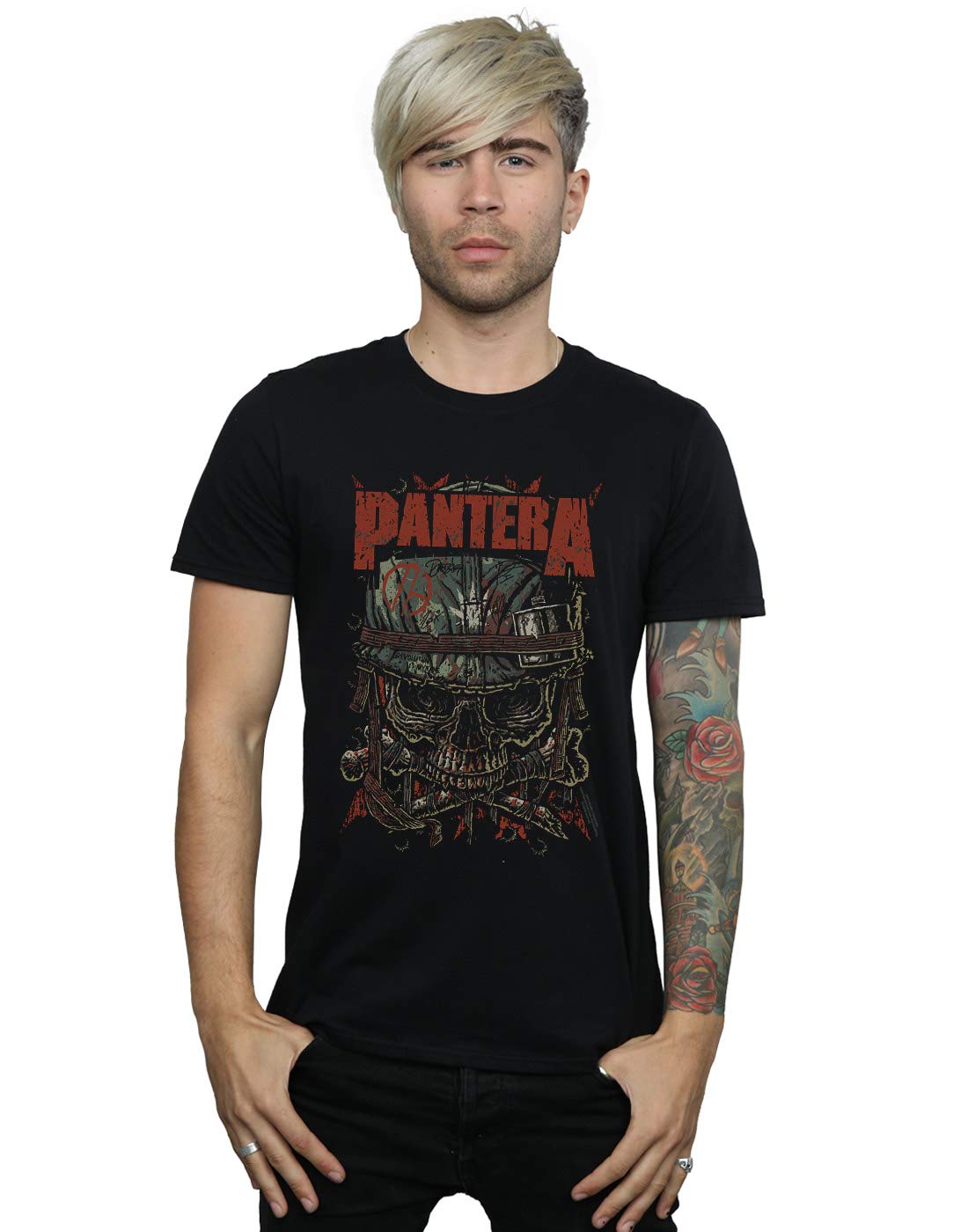 Absolute Cult Men's Black Pantera Revolution Skull T-Shirt XXXX-Large