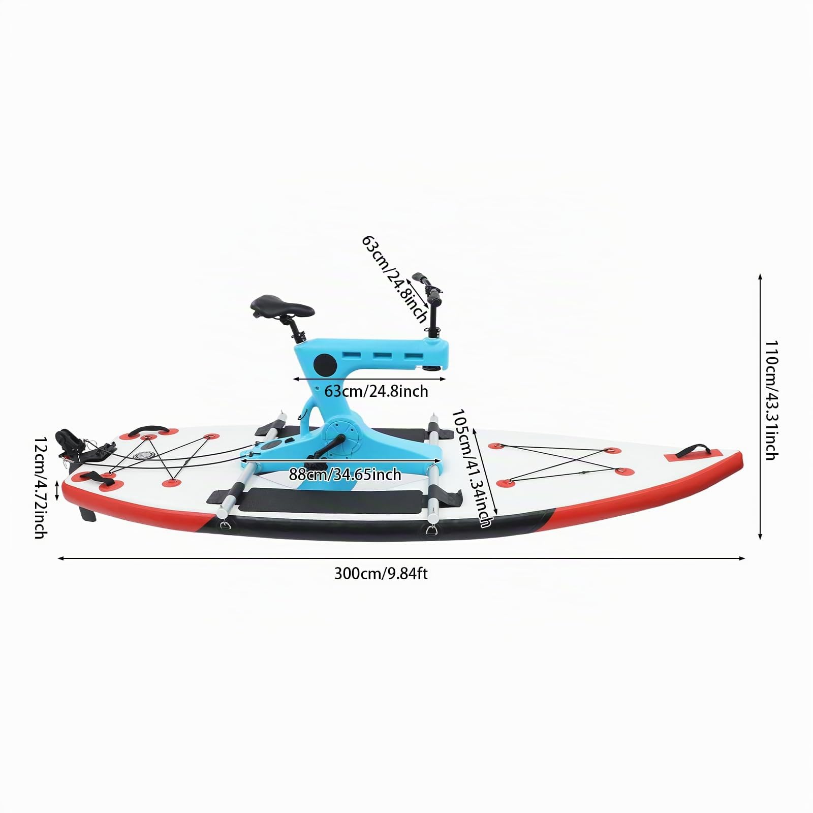 Bici d'acqua con tavola SUP, pedalò per lago e mare, bici da acqua con sedile regolabile, bici da mare fino a 100 kg di portata, pedalò gonfiabile per sport acquatici