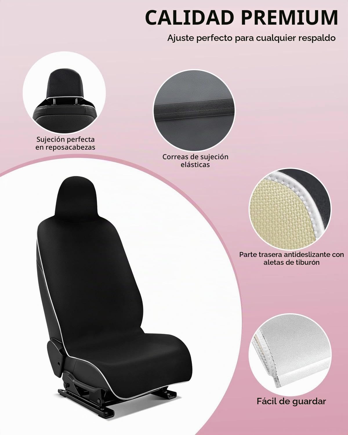Funda de Asiento Impermeable de Neopreno para Tesla Model Y/3 Delanteros – Antideslizante, Ideal para Taller y después del Deporte, con Funda de cinturón y reposabrazos (Negro)