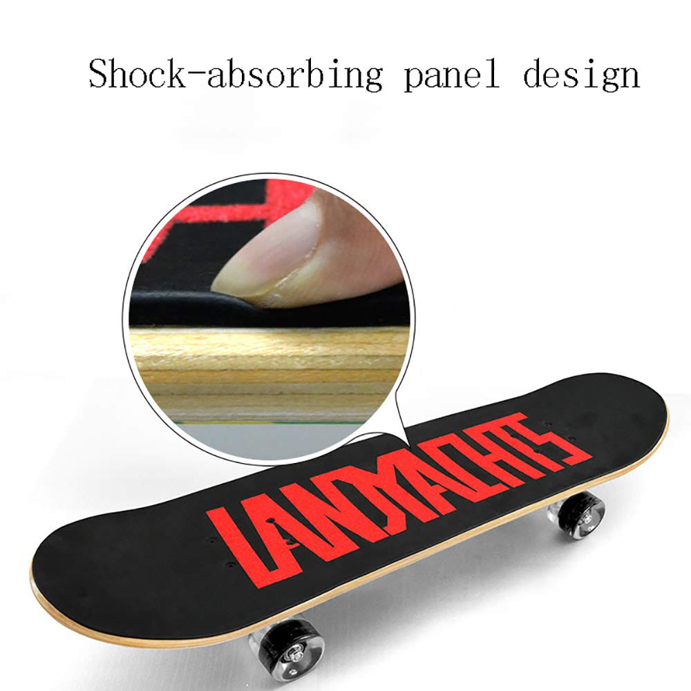 Adultos Niños con Skateboard, 9Capas Maple Wood Tabla de Skate Retro,PU Anchura Rueda+Mute Alta Velocidad Rodamientos, para Principiantes y Profesionales 30 * 8in