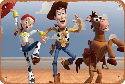 Toy Story 3, Bullseye (Toy Story), Jessie (Toy Story), Toy Story, Woody (Toy Story), Movie Metal Tin Retro Logo Wall Art Decoration Poster 8X12 Inches,Sci-Fi,Shocking,Popular,Interstellar,Heroic,Elegant And Romantic #TOP20