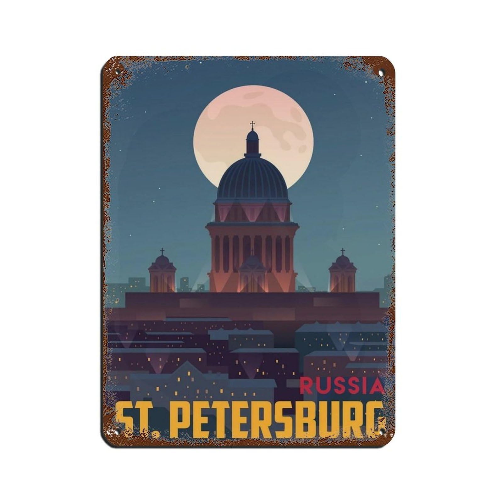 Saint Petersburg Travel Poster, Russia Poster Tin Sign Vintage Metal Pub Club Cafe Bar Home Wall Art Decoration Poster Retro 12x16inch(30x40cm)