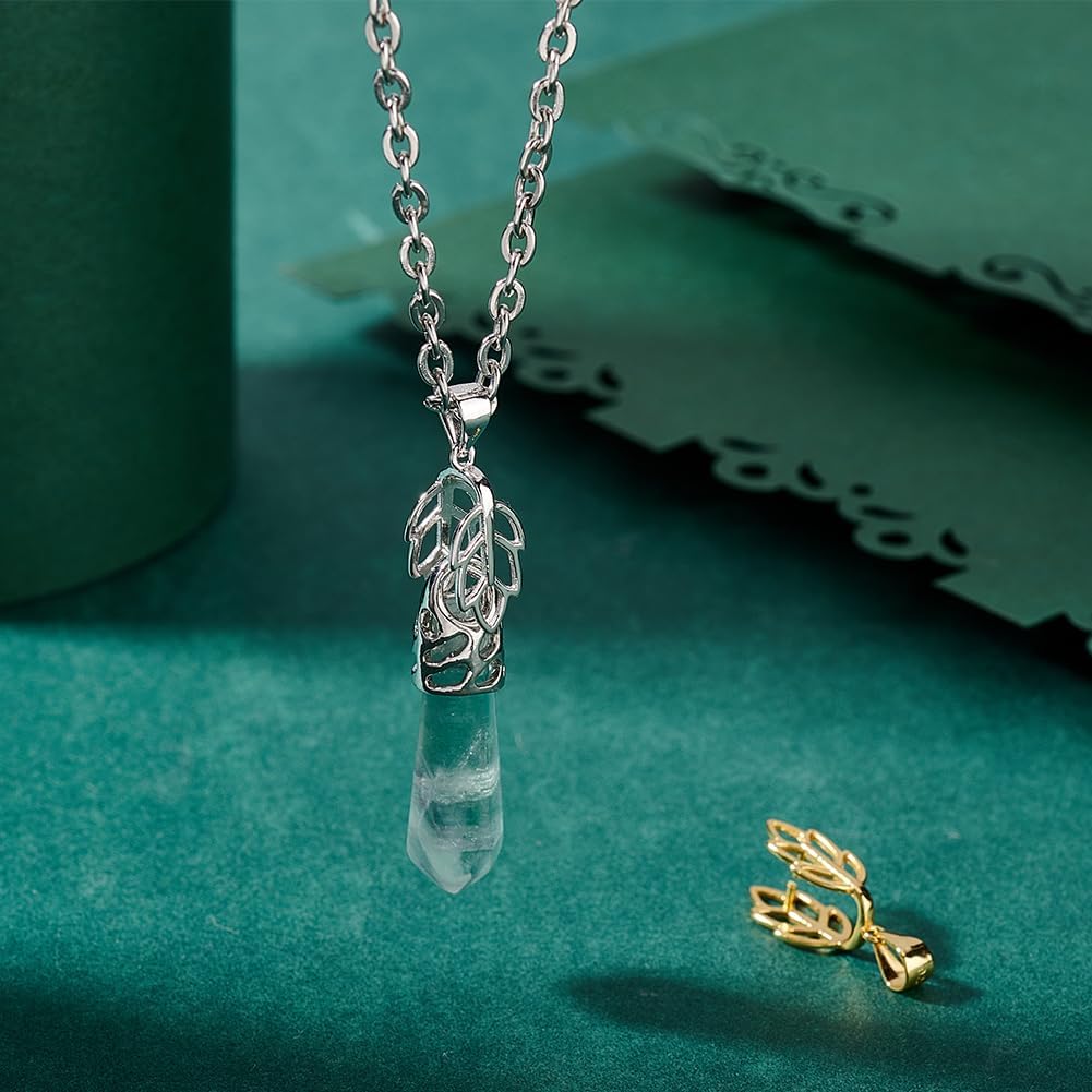 PH PandaHall 2pcs 925 Sterling Silver Pinch Bails, Leaf Shaped Pinch Clip Bail Clasp Dangle Charm Pendant Connector Ice Pick Clasp for Necklace Earring Bracelet DIY Jewelry Making - Image 5