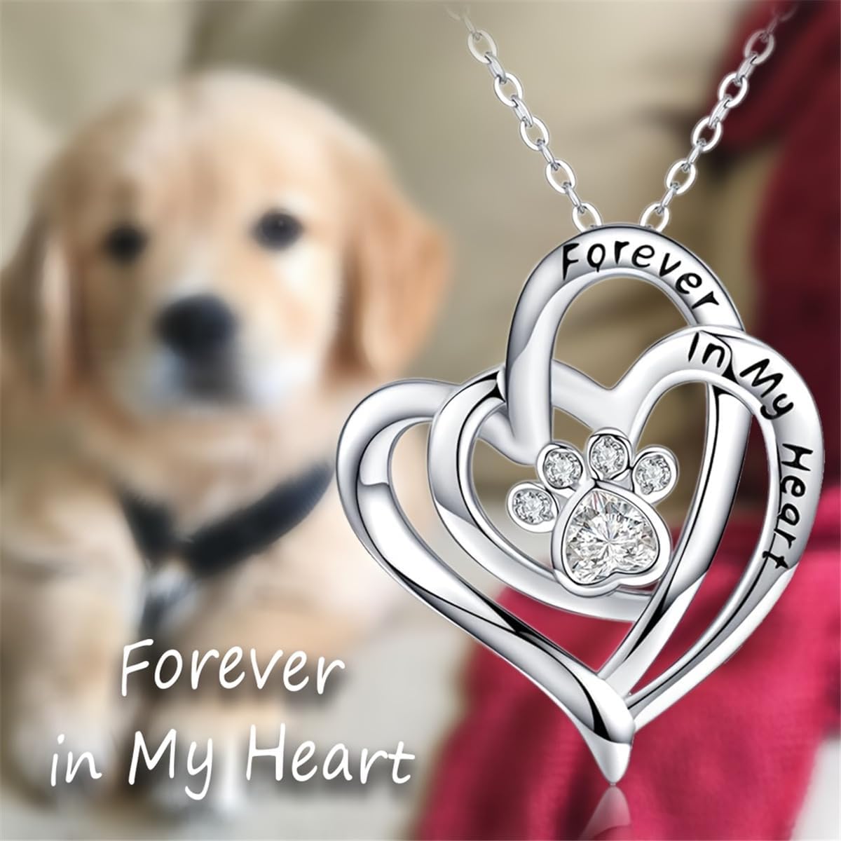 Cynlsum Dog Memorial Gifts Remembrance Necklace: Loss of Dog Sympathy Gift Heart Shape Pet Necklace for Women Pet Lovers Puppy Bereavement Gift Keepsake Passing Away Gifts