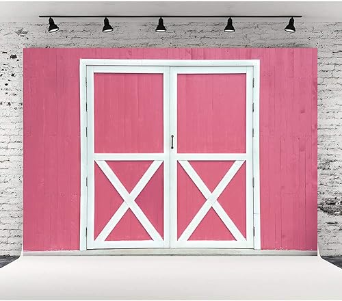 Lofaris Telón de fondo de madera de granero rosa para puerta, estilo vintage de granja occidental, fondo de fotografía de vaquera, feliz cumpleaños,