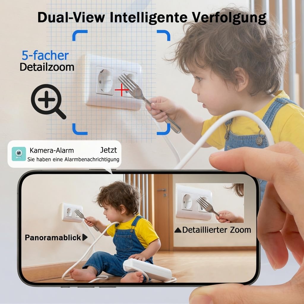 Mini Kamera 5G WLAN, Überwachungskamera mit Kostenlosem Cloud-Speicher, Offline-Aufnahme auf SD-Karte, Kabellose Kamera mit Akku, Nachtsicht & Bewegungserkennung
