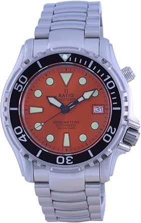 RATIO FreeDiver Dive Watch Sapphire Crystal Stainless Steel Japanese Automatic Movement Diver Watch 1000M Water Resistant Diving Watch for Men