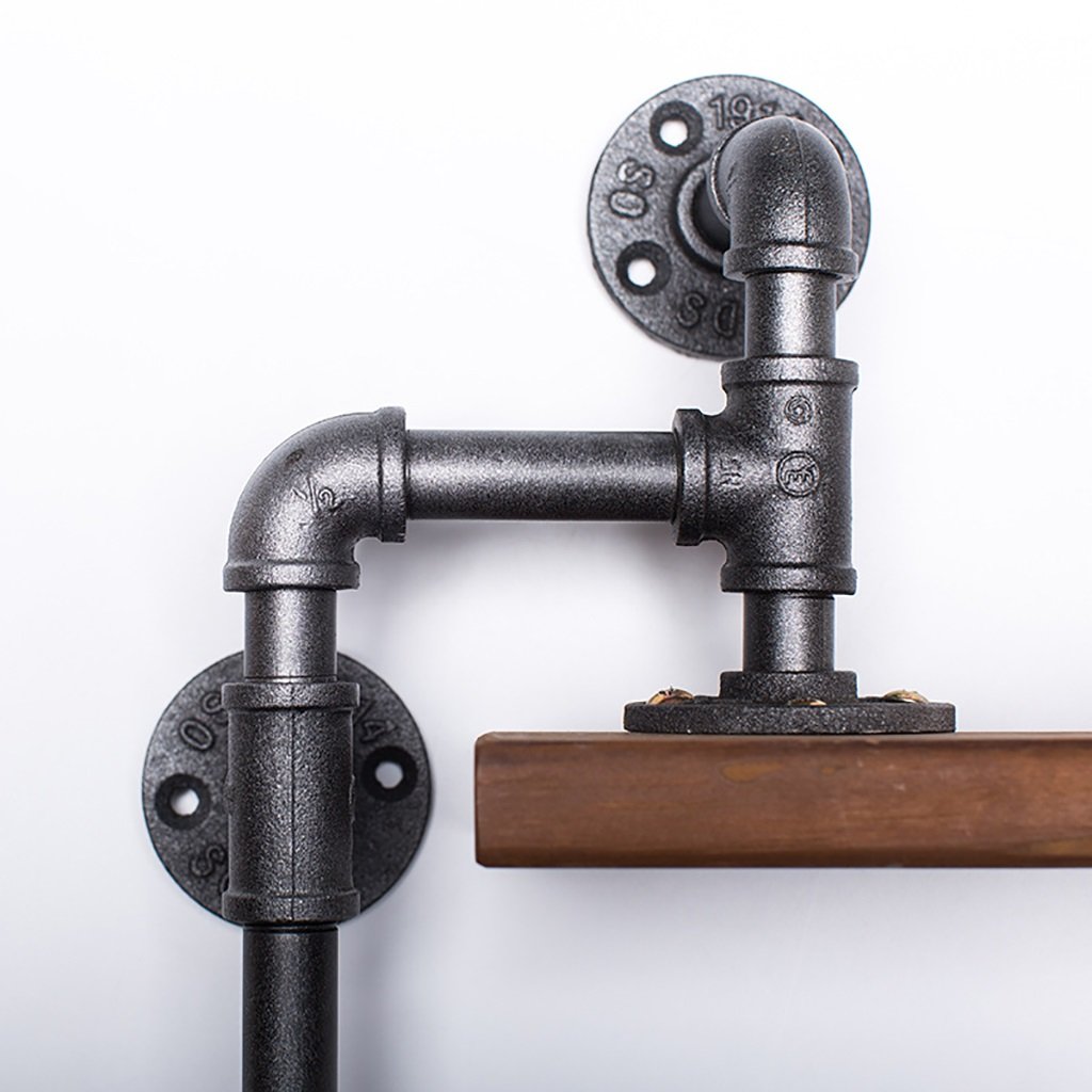 Étagère Murale En Bois Massif, Tube En Fer Forgé, étagères Flottantes