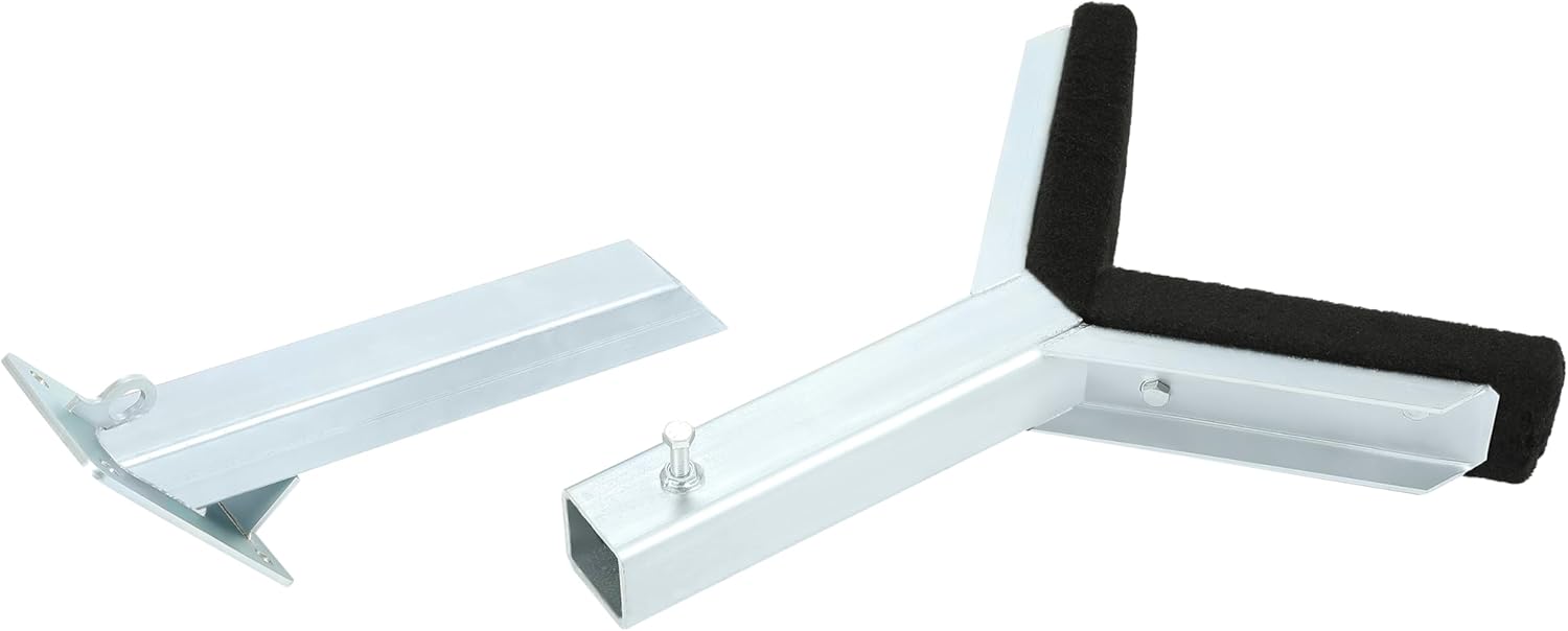 Adjustable Boat Trailer Bow Rest Catcher Compatible with 3" Wide Trailer Tongues (3x3 or 3x4), Includes Steel Bracket Assembly, Silver Finish