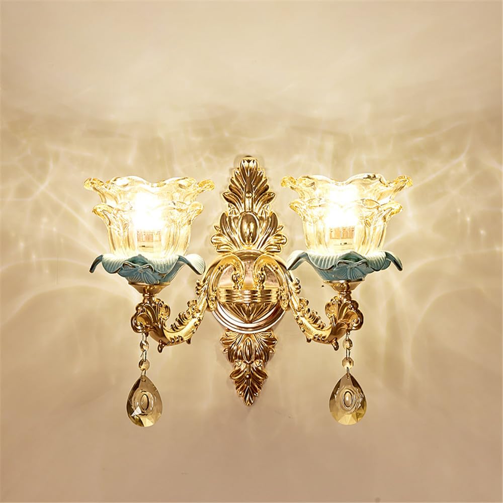 HYJAUSXB Crystal Wall Lamp LED - Luxury Warm Lighting for Living Room, Bedroom, Bedside, Background Wall, Corridor, Villa, Hotel