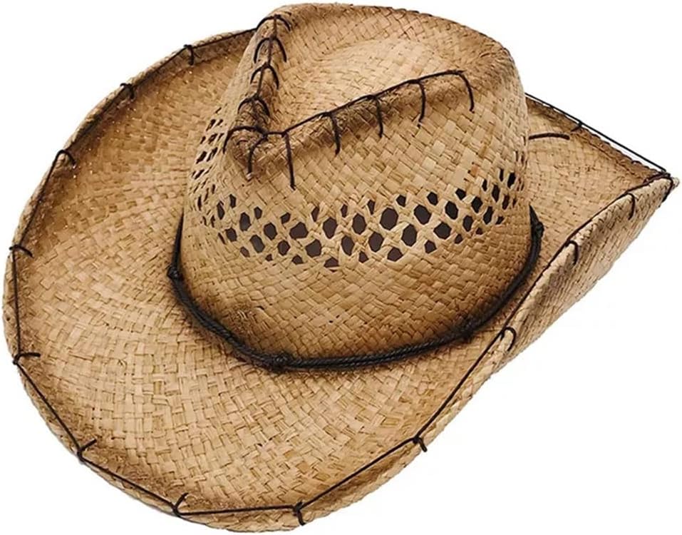 N/A Retro Style Outdoor Beach hat Western Cowboy hat Wide Brim hat Fishing hat Unisex (Color : A, Size : 56-58CM) : Clothing, Shoes & Jewelry