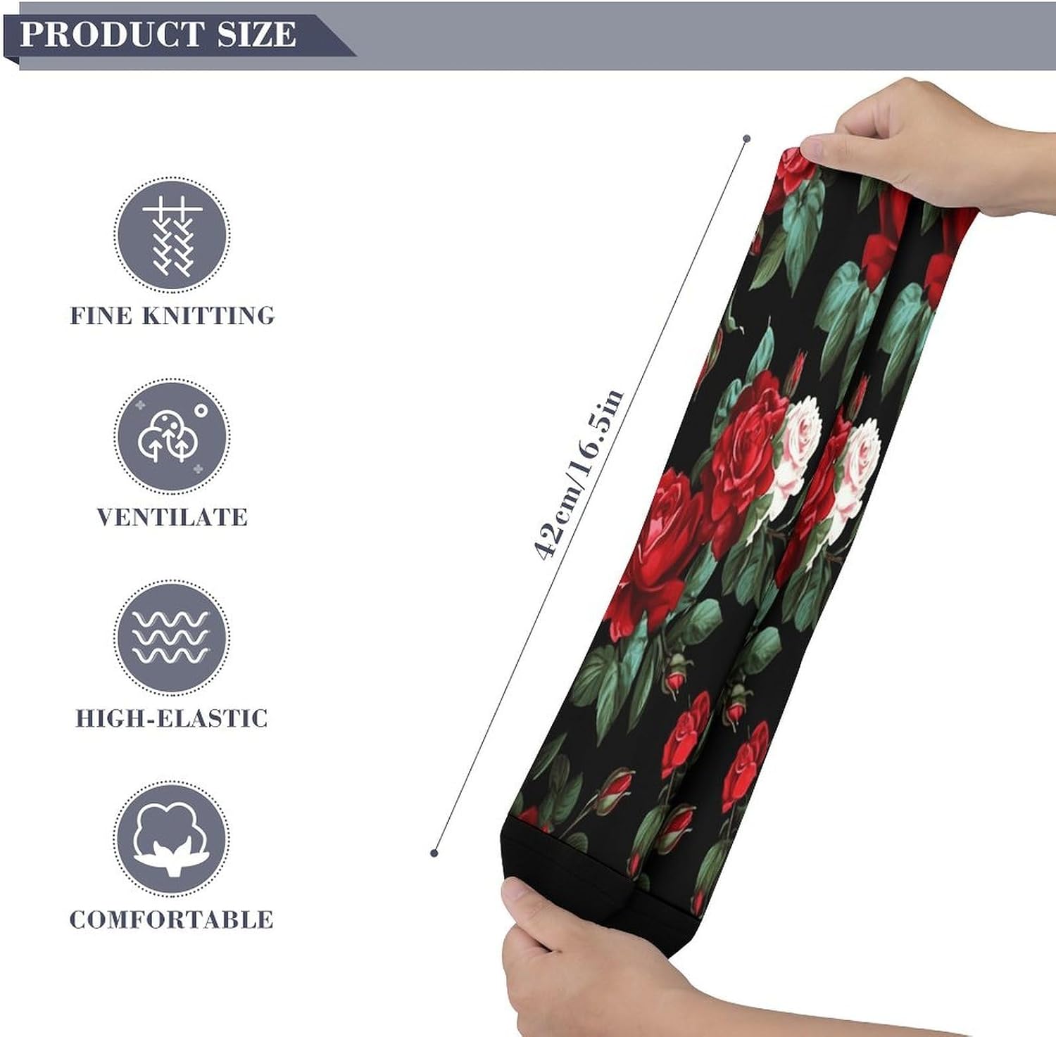 Beautiful Rose Gift Mid-Calf Socks Women Warm Knee High Socks Cozy Hiking Skiing Soft Boot Mid Calf Stocking Unisex