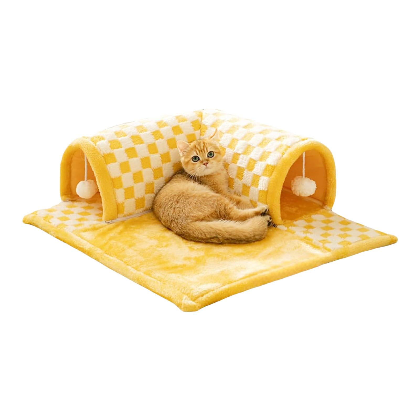 2-in-1 Katzentunnelbett Mit Plüschball – Weiches Schlaf- & Spielbett, Ca. 60x60 Cm, Waschbar, Für Katzen Bis 6 Kg