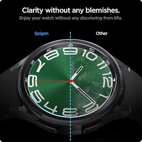 Miniatura 6 de Spigen Protector de pantalla de vidrio templado [GlasTR EZ FIT] diseñado para Galaxy Watch 6 Classic (1.850 in) – 2 unidades