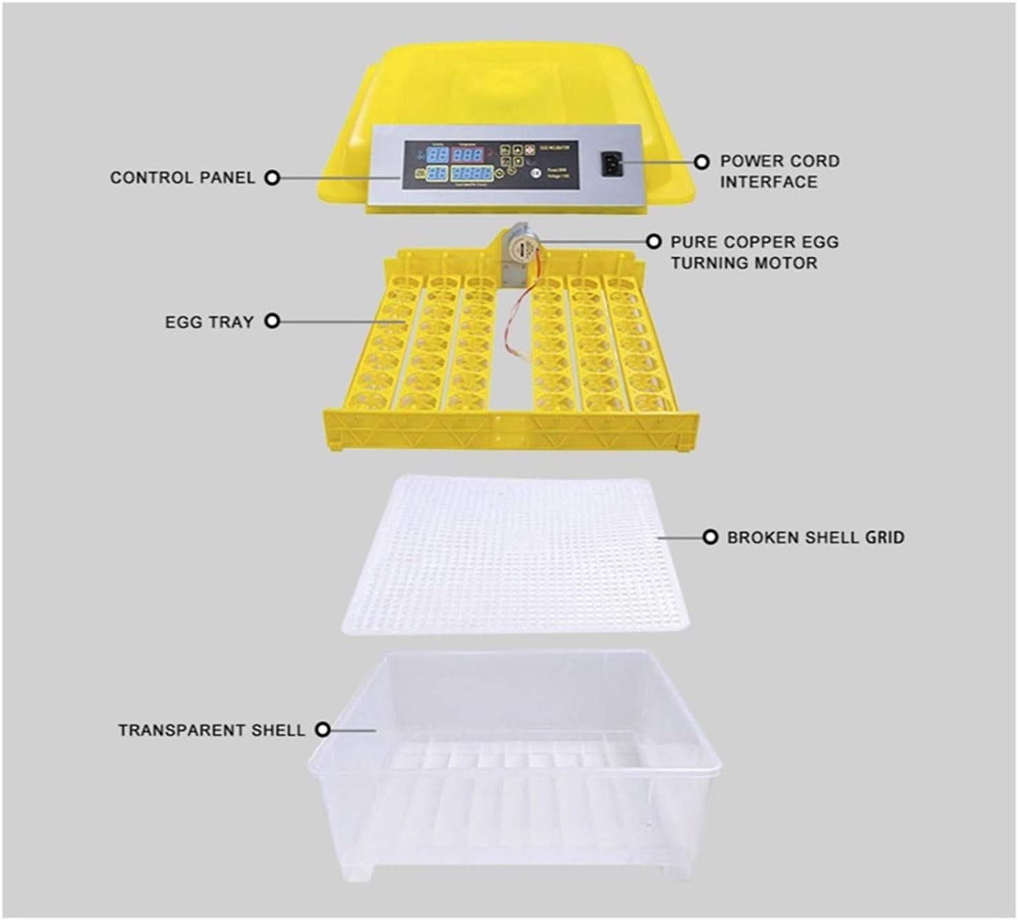96 Digital Egg Incubator with Automatic Egg Turning and Temperature LCD Display Controller for Chicken Ducks Quails Pigeons Birds