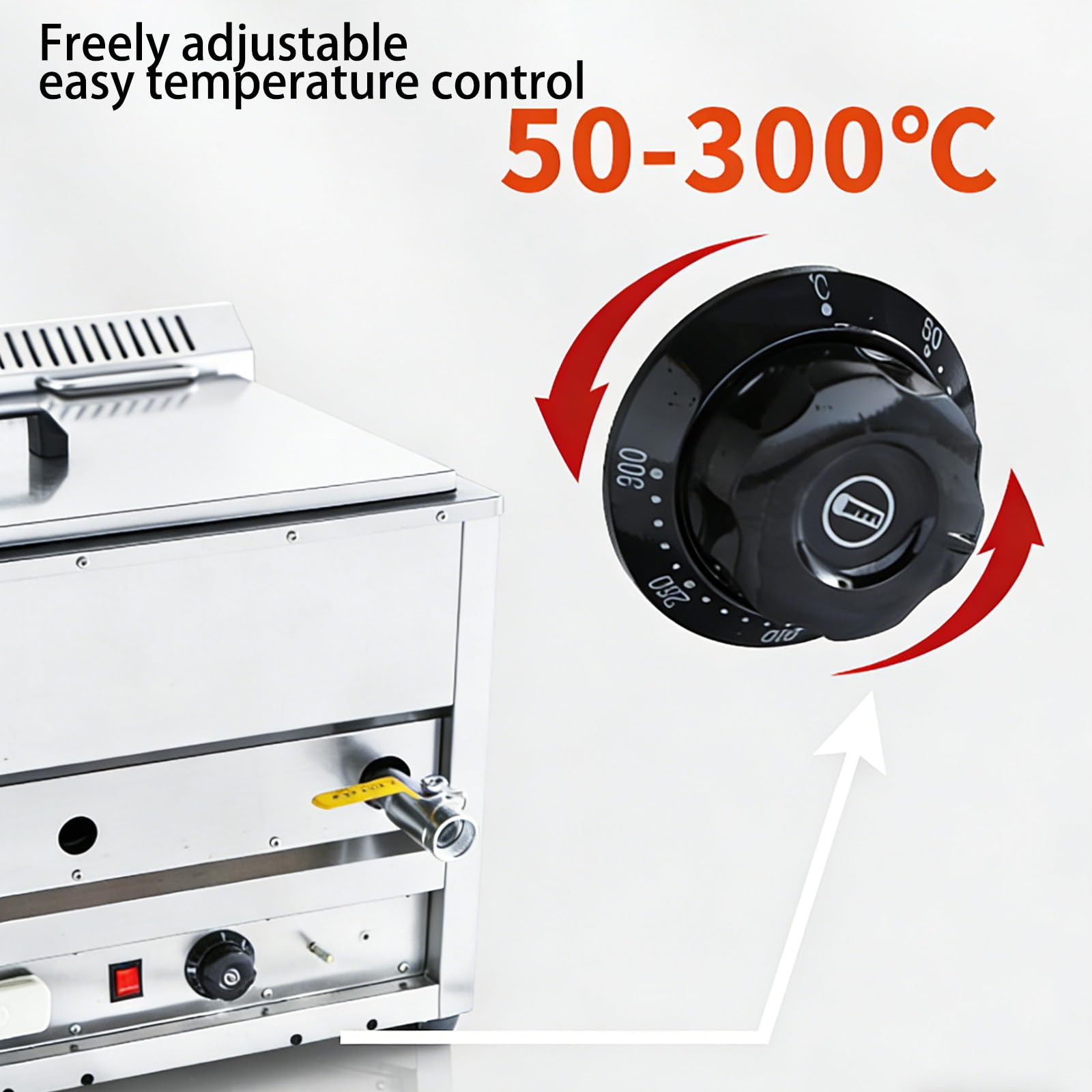Friggitrice Gas Professionale 23L,2 Cestelli, Controllo Temperatura 50–300°C, Acciaio Inox, Vaschetta Olio,per Cucina e Ristorazione
