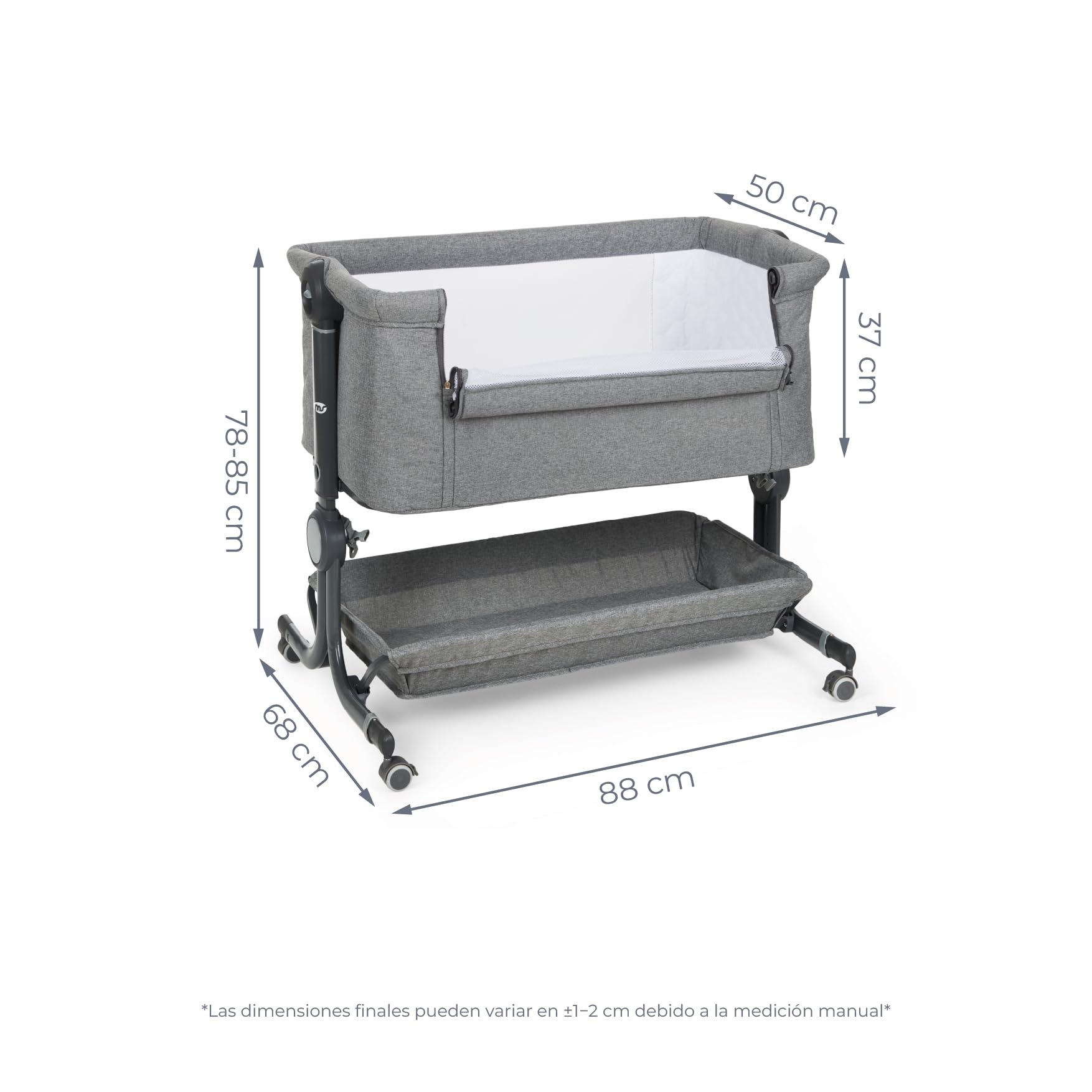 ms BabyWorld – Minicuna Colecho Comfy – Regulable multialturas y reclinable | Colchón Incluido | Mosquitera de Serie | Seguridad y Confort para bebé