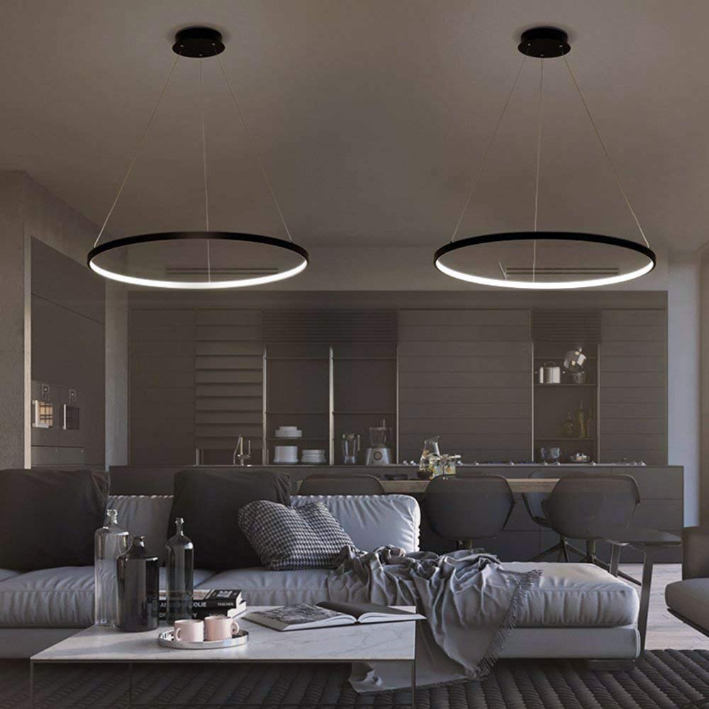 Nowoczesna lampa wisząca LED, 63 W, okrągła konstrukcja, możliwość ściemniania, idealna do jadalni, salonu, baru, kawiarni, lampy sufitowej.