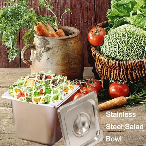 Récipient inox 1/6 Gastronorme avec couvercle, lot de 3 bacs conservation 15 cm - 5