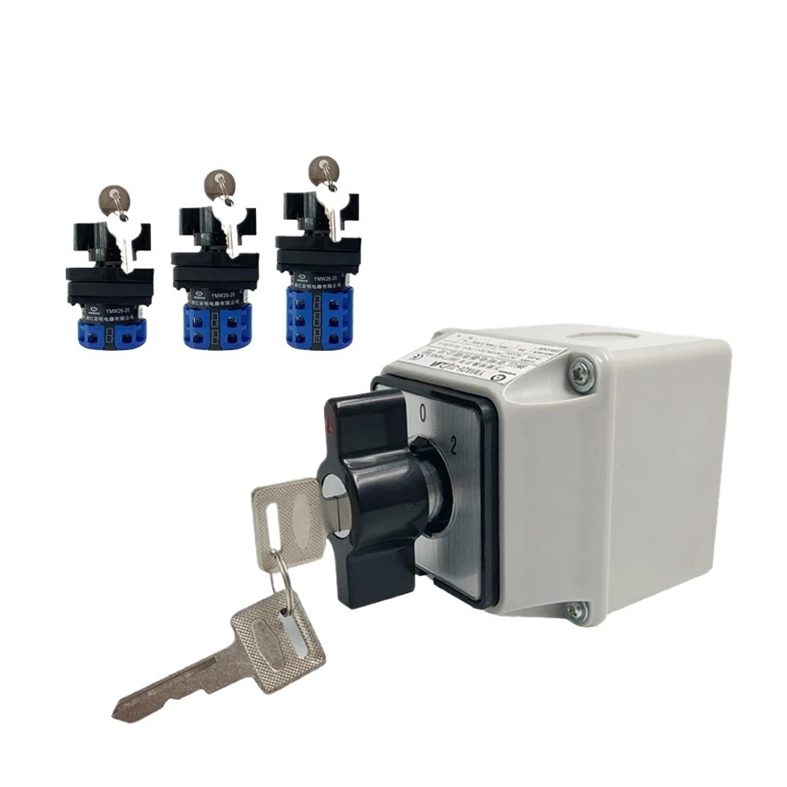 KKCZOFMJ LW26-20MS Key cam Switch with Protective Box Three Position YMW26-20A(2P 8Terminals)