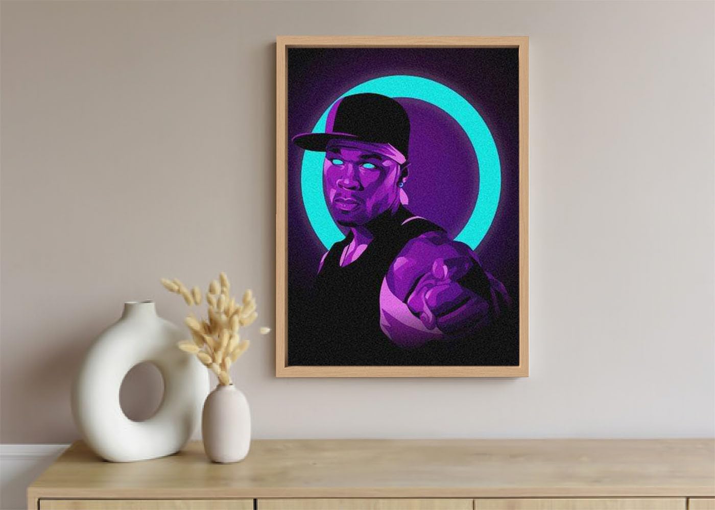 Verre Art Printed Framed Canvas Painting for Home Decor Office Wall Studio Wall Living Room Decoration (10x14 inch Wooden Floater Frame) - 50 Cent