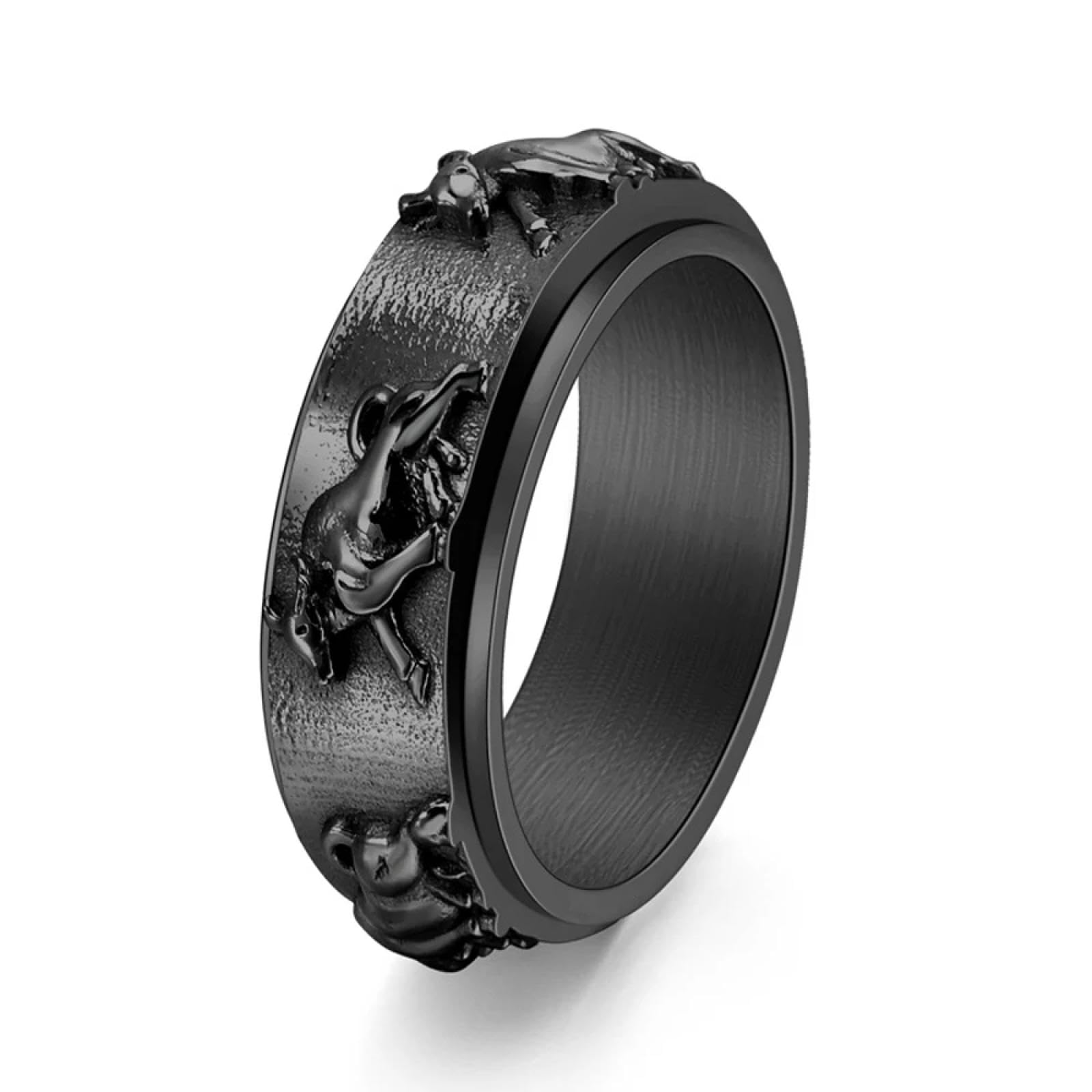 Ring Ringe Damen Bijouterie Herren Rotierender Stierkopfring Für Männer, Kräftiger Ochsen-Sternzeichen-Geburtsjahr-Schmuck, Verstellbares, Drehbares Statement-Band