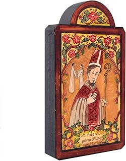 Modern Artisans Saint Valentine Patron Saint of Love and Marriage Handmade Retablo Plaque, 3.25 x 5.75 Inches - Buy now