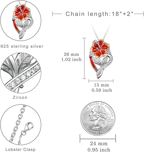 Miniatura 4 de Colgante de flor de plata de ley 925, hibisco, girasol, joyería de plata esterlina, regalo para mujer