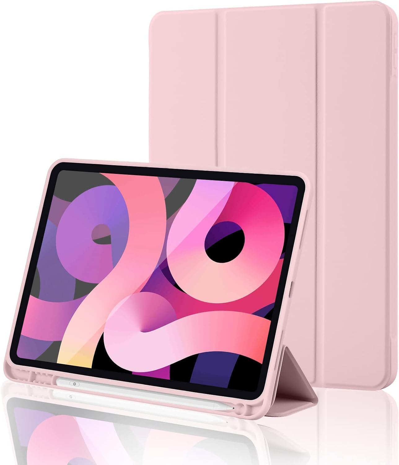 10th Generation Case 2022 with Pencil Holder iPad 10.9 Inch Case 2022, Soft TPU Back 10th Gen Cover iPad Protective Smart Trifold Stand Case for iPad 10 Generation, Auto Wake/Sleep, Pink