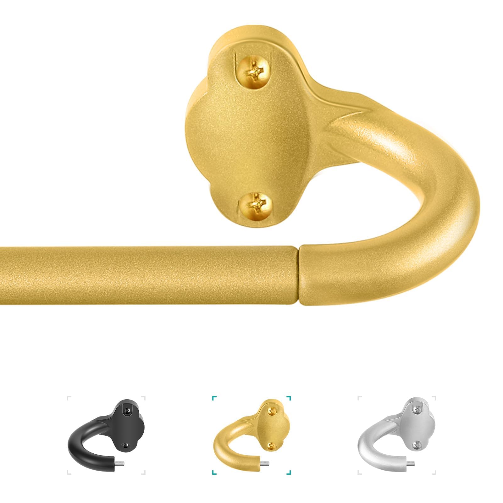 Photo 1 of TVWOO Gold Wrap Around Curtain Rods:5/8" Small Blackout Adjustable Window Curtain Rod for Bedroom Kitchen Apartment Renter Friendly,Room Darkening Curved Drapery Rods Easy Install,Brass Golden 28-48"