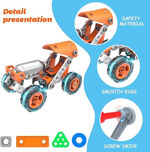 Miniatura 4 de COMIN Juegos de construcción de juguetes educativos kit de aprendizaje STEM juguetes de ingeniería 5 en 1 juego creativo de 86 piezas para