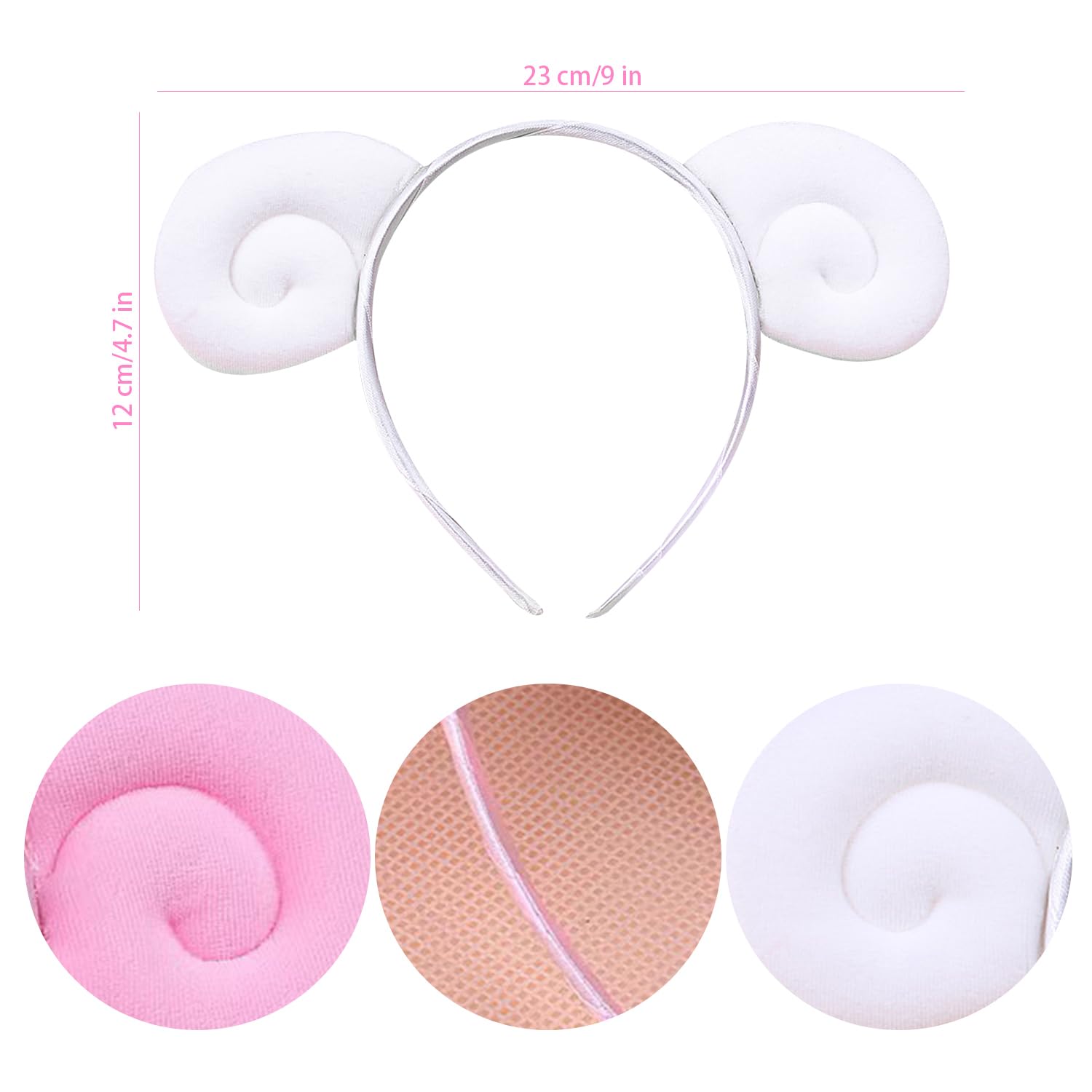 MEISH 2 Pieces Sheep Horn Headband Cute Sheep Ears hair hoop washing face Animal Headwear Party Dress Costume Headwear Accessories for Women Girls - Image 2