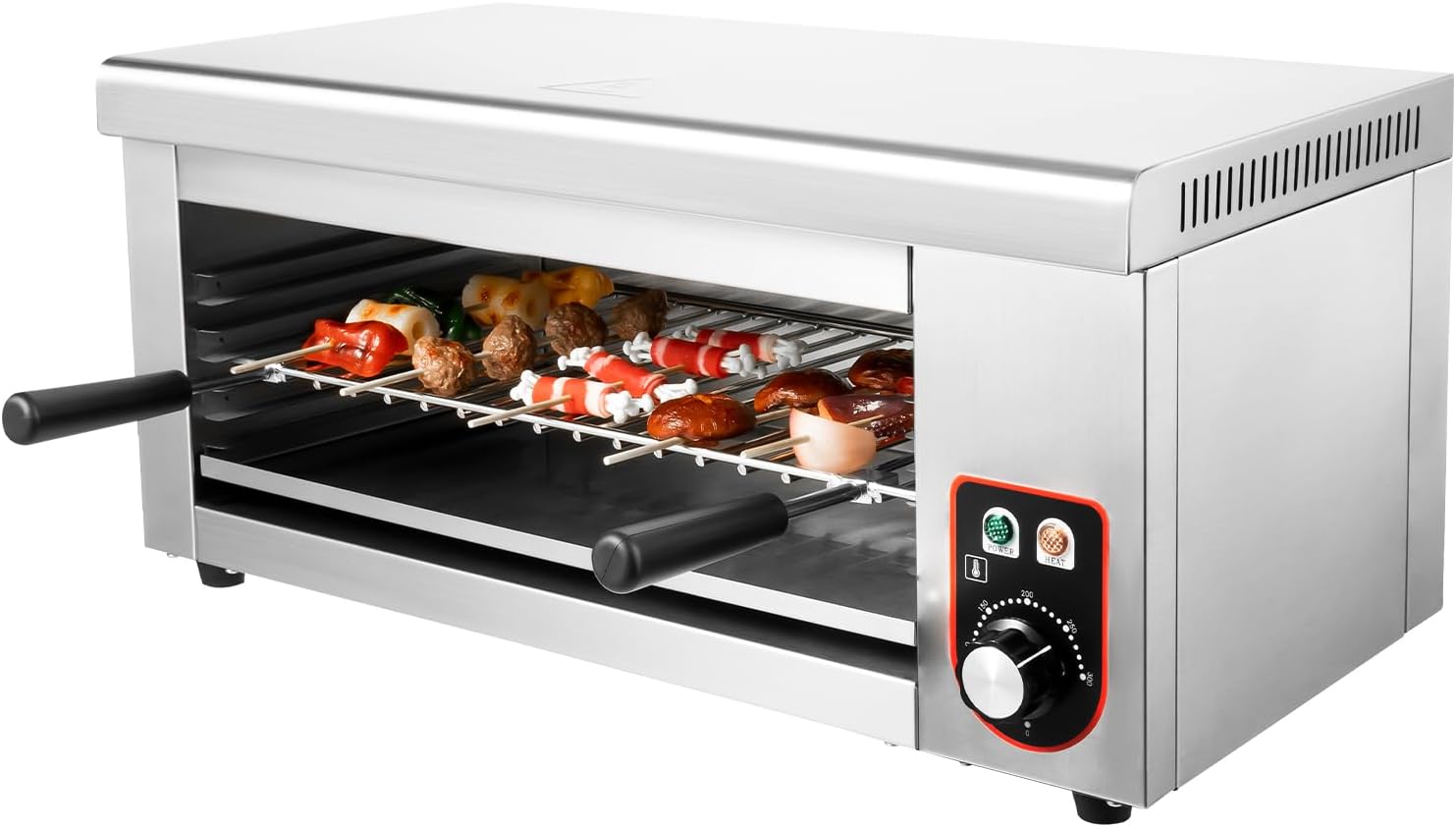 1500W Electric Cheese Melter, Commercial Salamander Broiler with Removable Crumb Tray, 122-572°F Stainless Steel Countertop or Wall-Mounted Toaster Oven for Melt Cheese, Toast Sandwiches