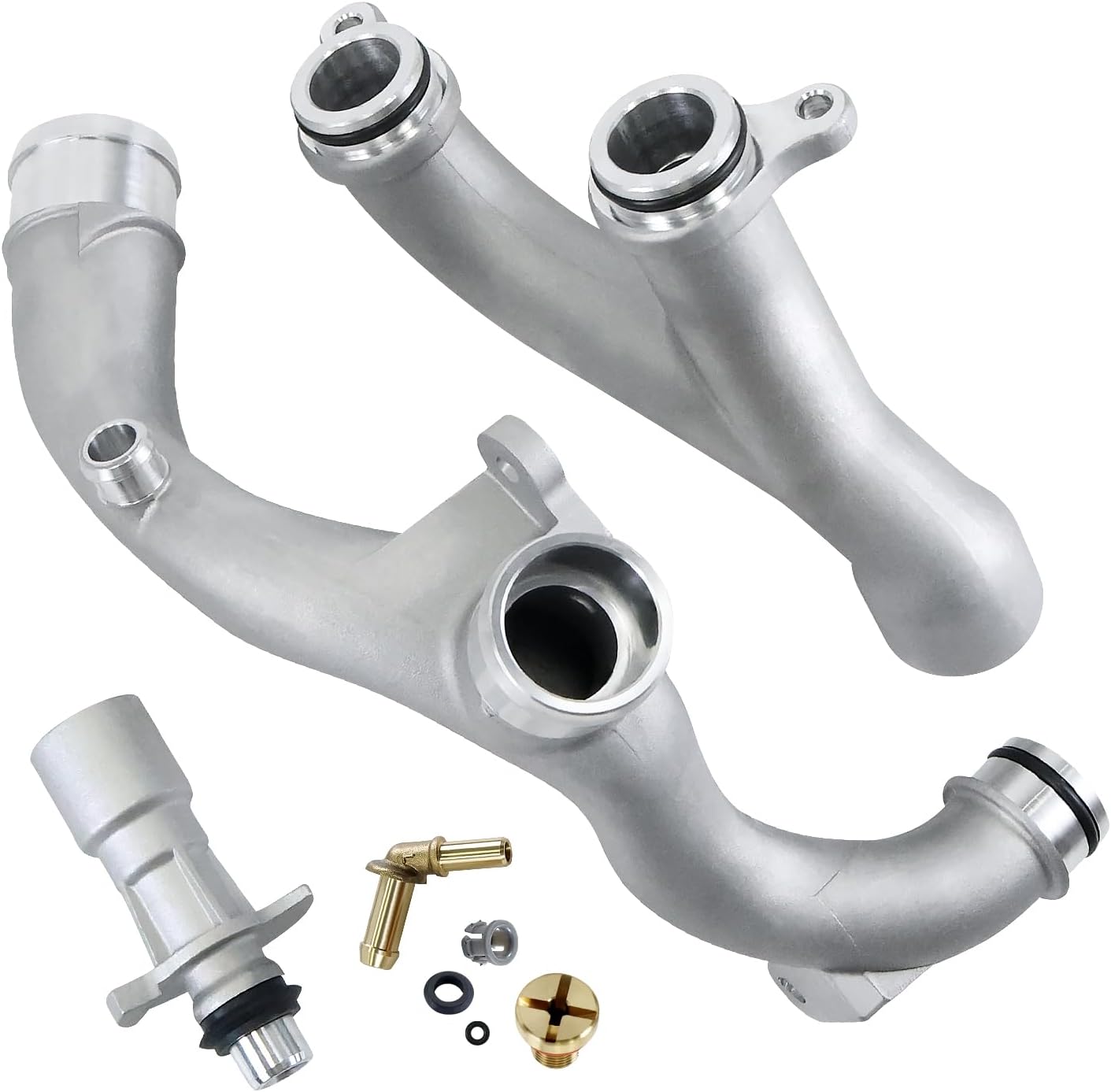 Aluminum Water Pump Coolant Outlet Pipe Kit Compatible with Land Rover LR4 Range Discovery Sport Velar Jaguar XJ XF XE F-Type F-Pace 2010-2022 3.0L V6 / 5.0L V8 Replaces LR092992 LR028136 LR049990